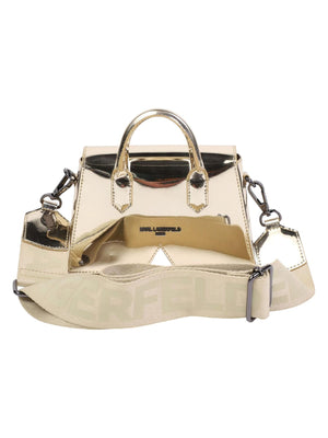 Borsa bambina oro metallizzato con tracolla logata