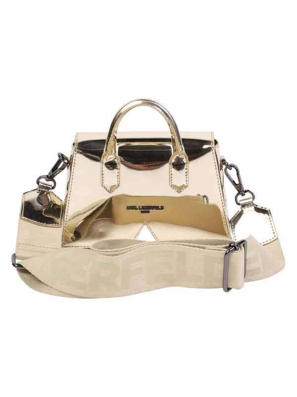 Borsa bambina oro metallizzato con tracolla logata