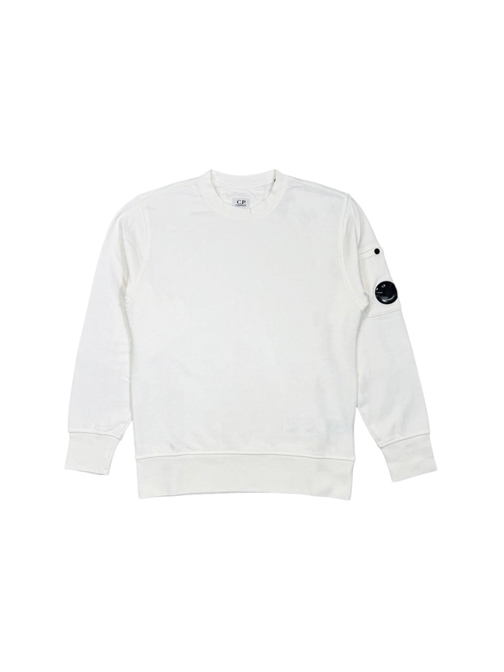 Maglia bambino bianca in cotone con lente su manica