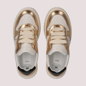 Sneakers basse con inserti metallici gold/butter F4A9 E0521 0092 /B070 ELISABETTA FRANCHI La Mia Bambina 