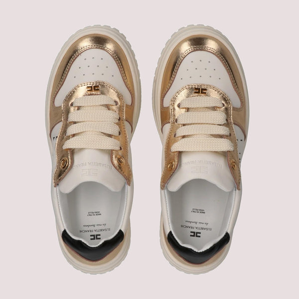 Sneakers basse con inserti metallici gold/butter F4A9 E0521 0092 /B070 ELISABETTA FRANCHI La Mia Bambina 