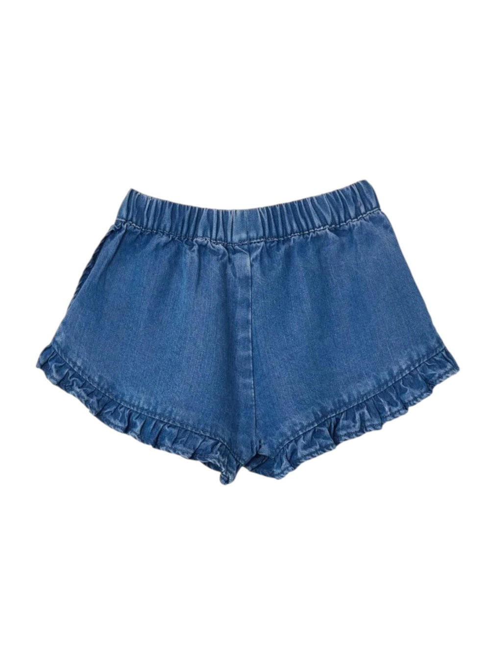 Shorts bambina in denim con volant