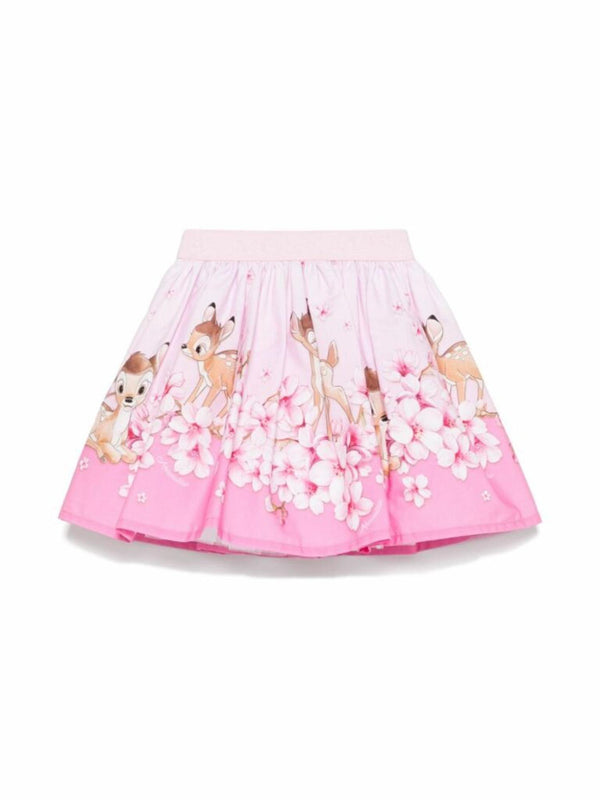 Gonna bambina rosa in cotone con strato in tulle