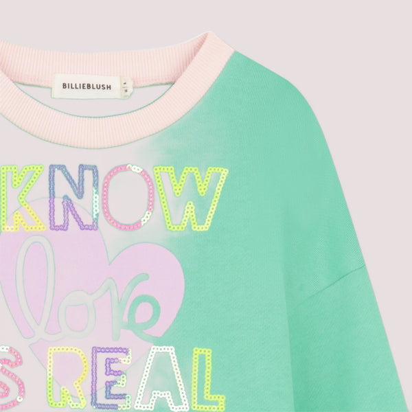 Felpa con stampa in paillettes U21918 /68M BILLIEBLUSH 