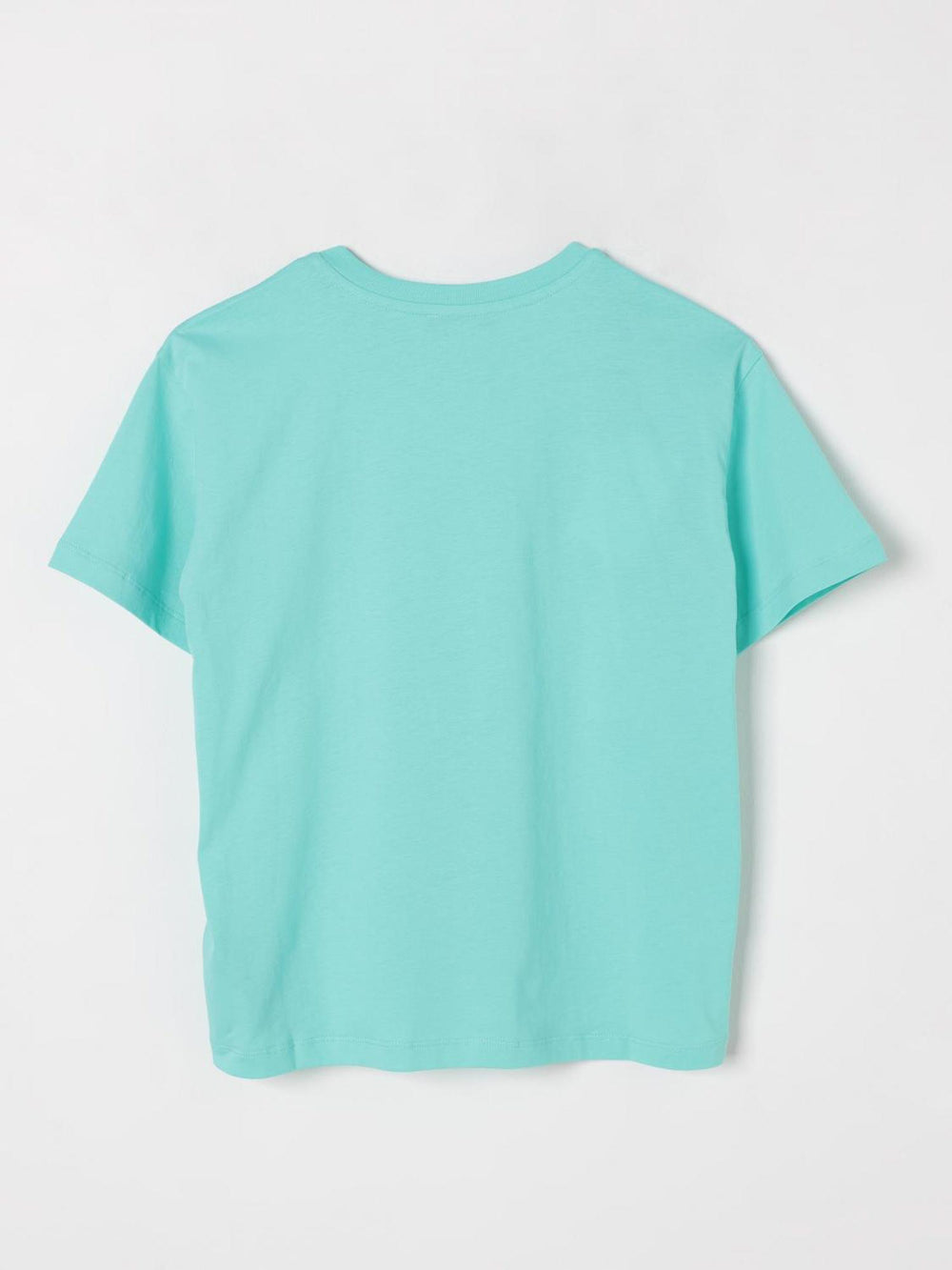 T-shirt bambino verde acqua in cotone con logo giallo