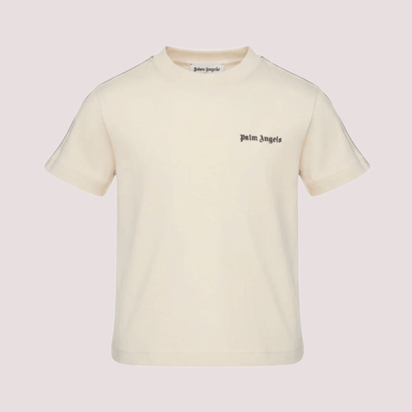 T-shirt con logo stampato sul petto e bande in gros-grain avorio sulle maniche PBAA011S26JER001 /92 PALM ANGELS 