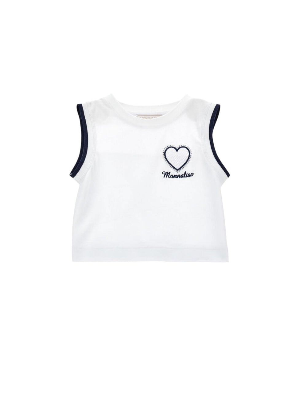 Canotta bambina bianca in piquet con cuore glitter