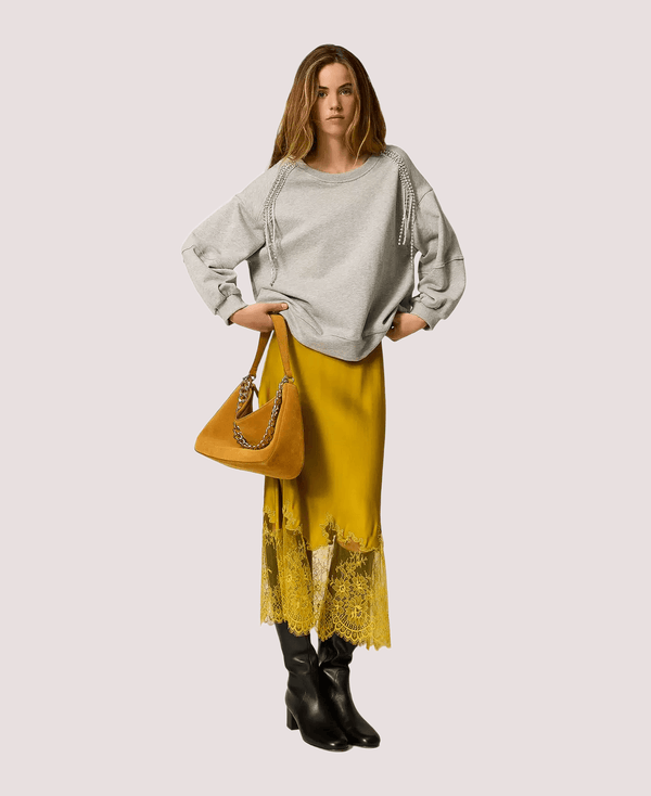 Felpa con catene di strass e perle 252LI2MCC /00082 TWINSET 