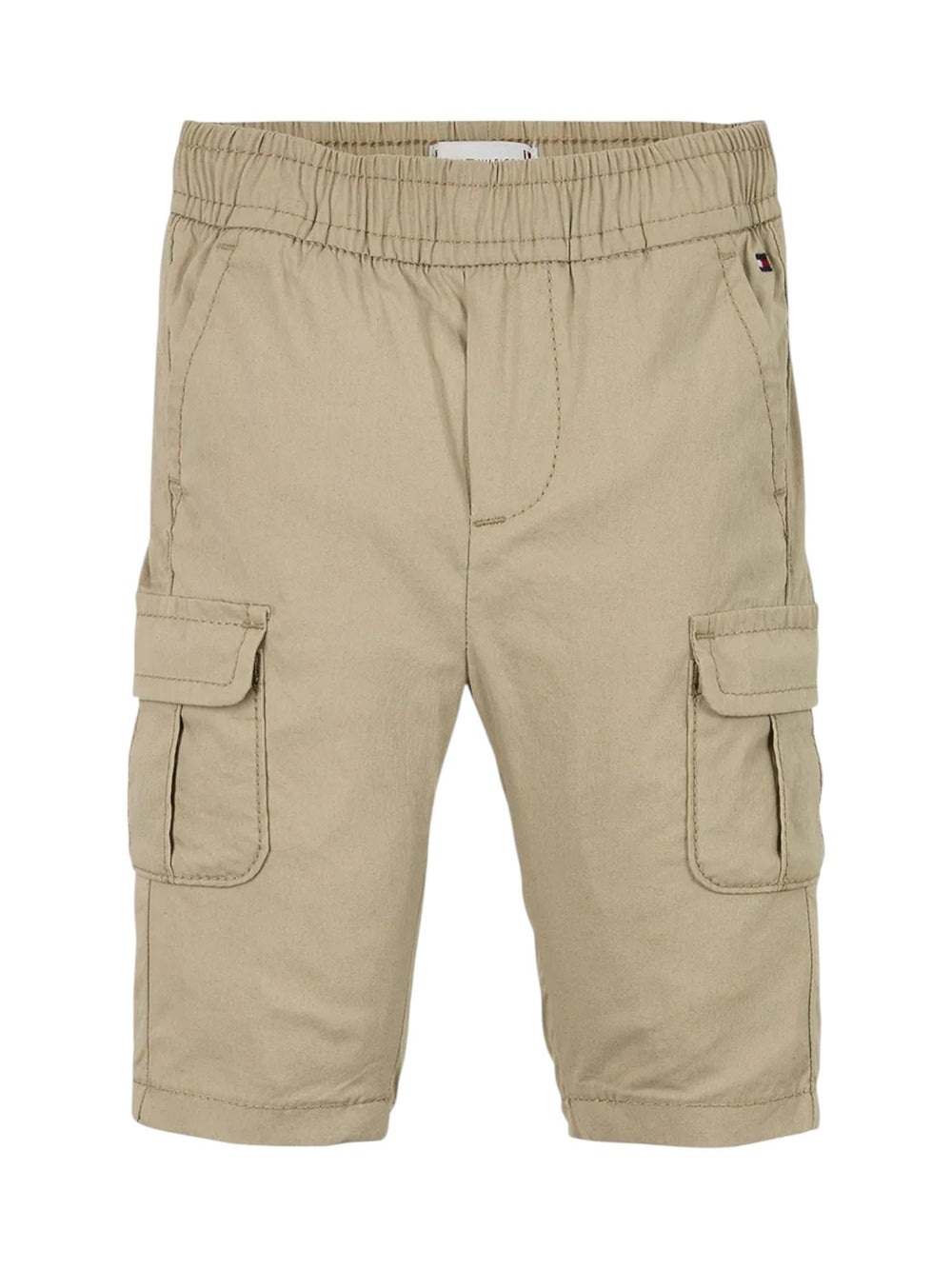Bermuda cargo bambino color sabbia in tessuto tecnico elasticizzato