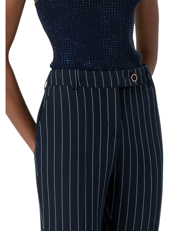 Pantaloni donna bootcut a righe con vita regolare