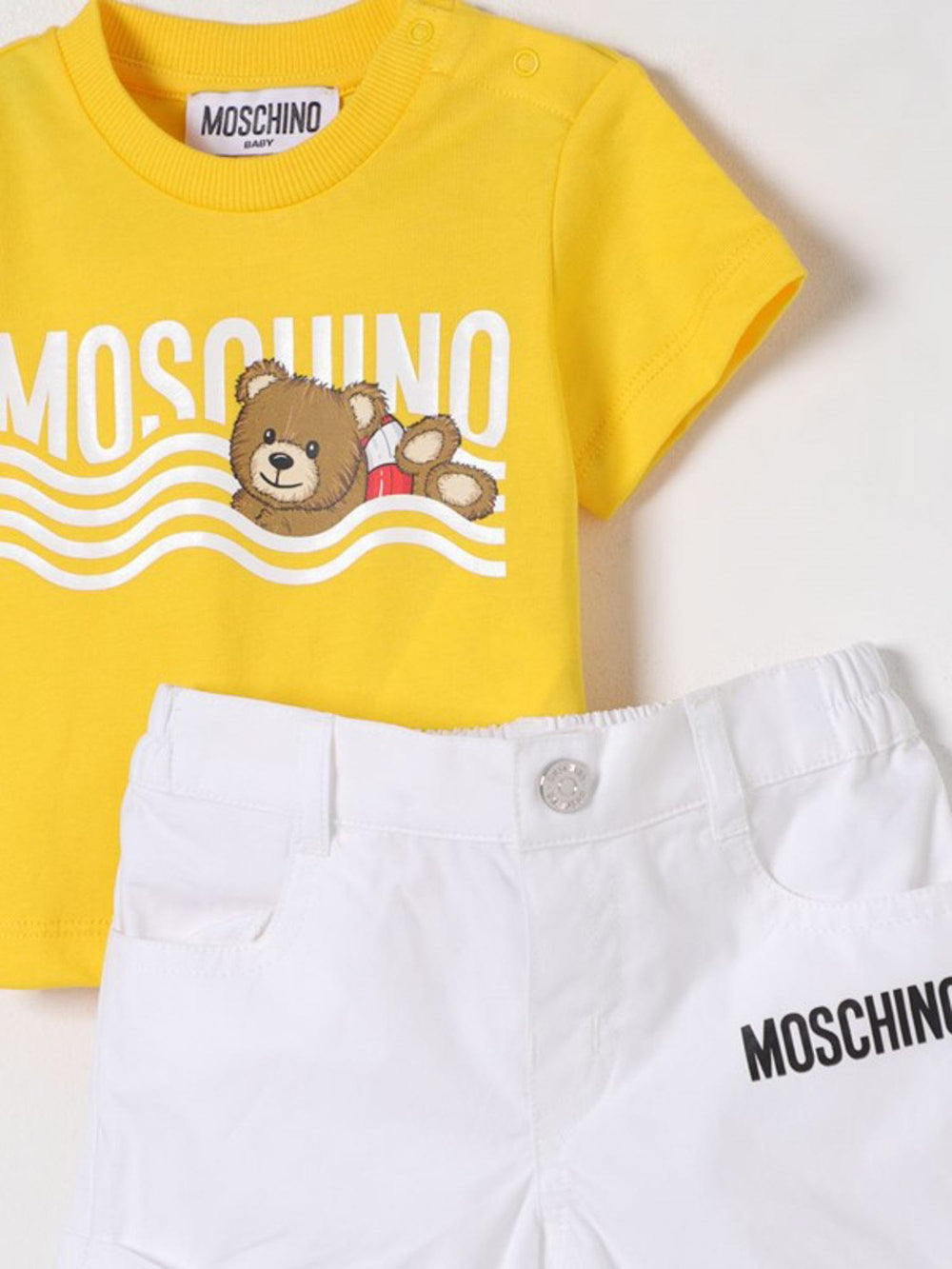 Completo bambina bianco e giallo con orsetto Teddy e logo