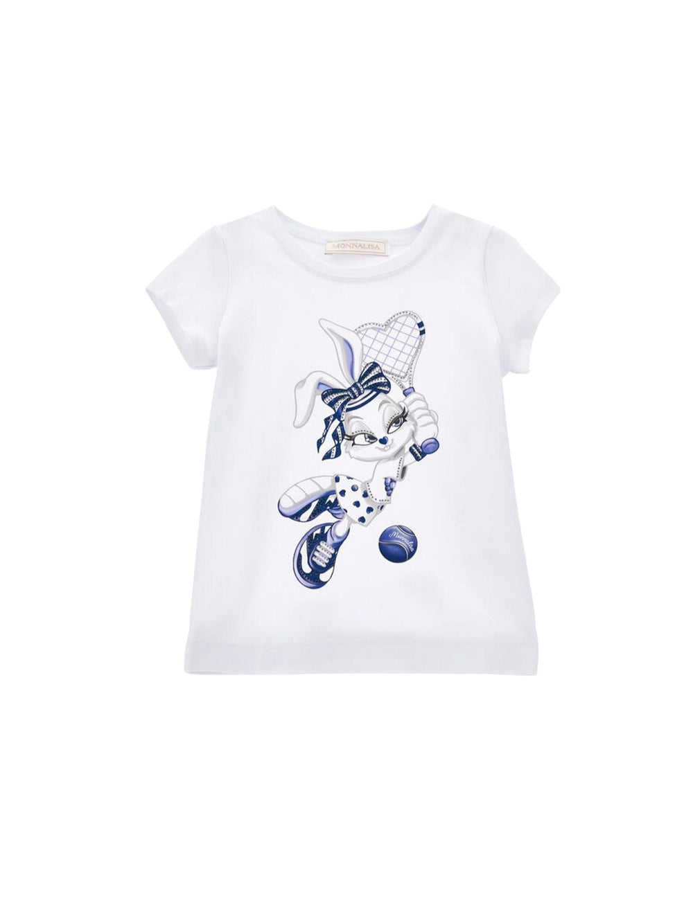 T-shirt bambina con stampa coniglietta e dettagli glitter