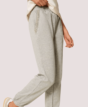 Pantaloni in felpa con strass e perle 252LI2MDD /00082 TWINSET 