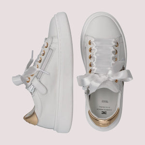 Sneaker low cut con logo cc ivory white/gold F4A9 E0504 0092 /B093 ELISABETTA FRANCHI La Mia Bambina 