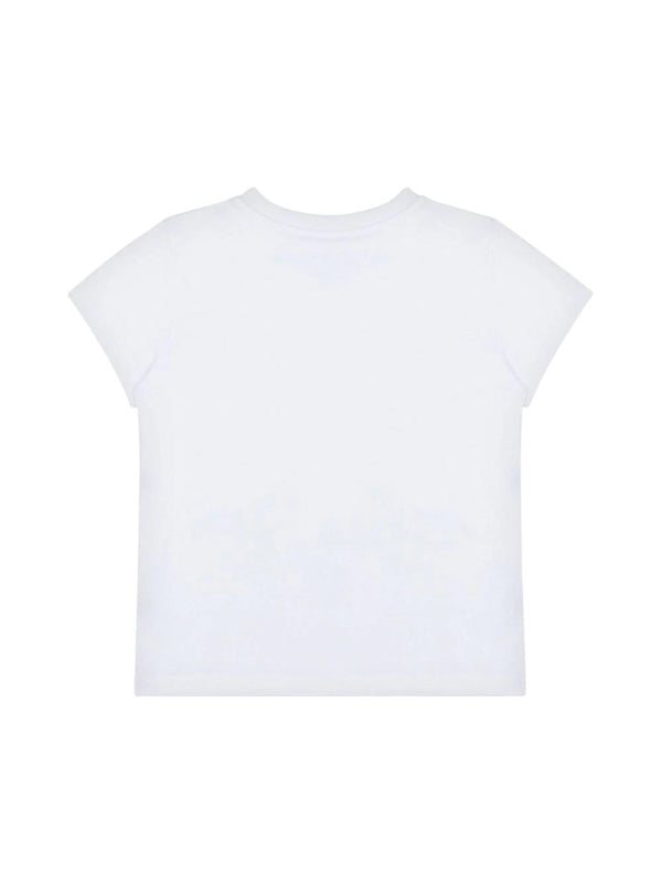 T-shirt bambina bianca con stampa oca e cuore