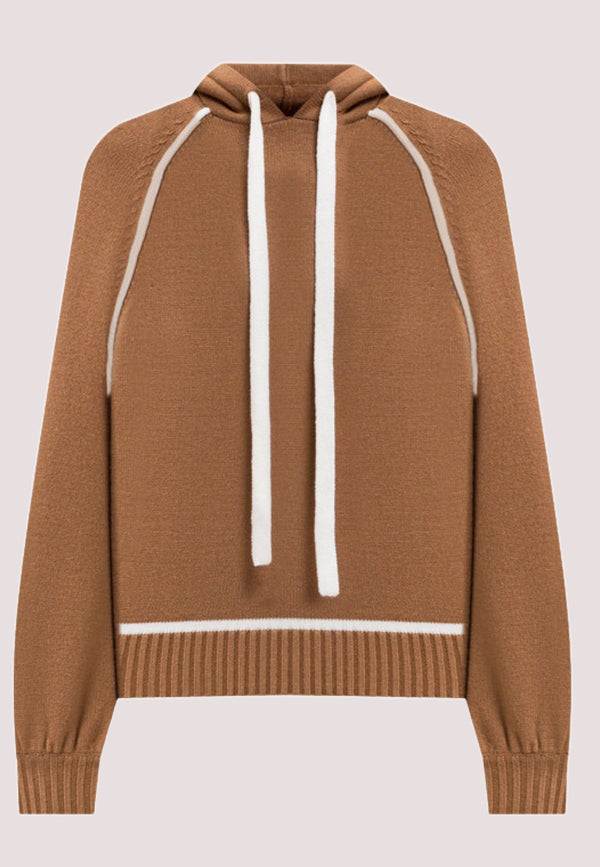 Felpa in maglia con cappuccio e dettagli a contrasto 252LI3NEE /12725 TWINSET 