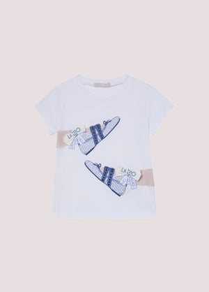 T-shirt con stampa e castoni KA6027 JS003 /V9927 LIU JO 