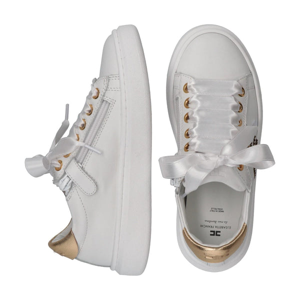 Sneaker low cut con logo cc ivory white/gold F4A9 E0504 0092 /B093 ELISABETTA FRANCHI La Mia Bambina 