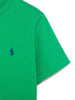 Green cotton kids t-shirt with blue logo
