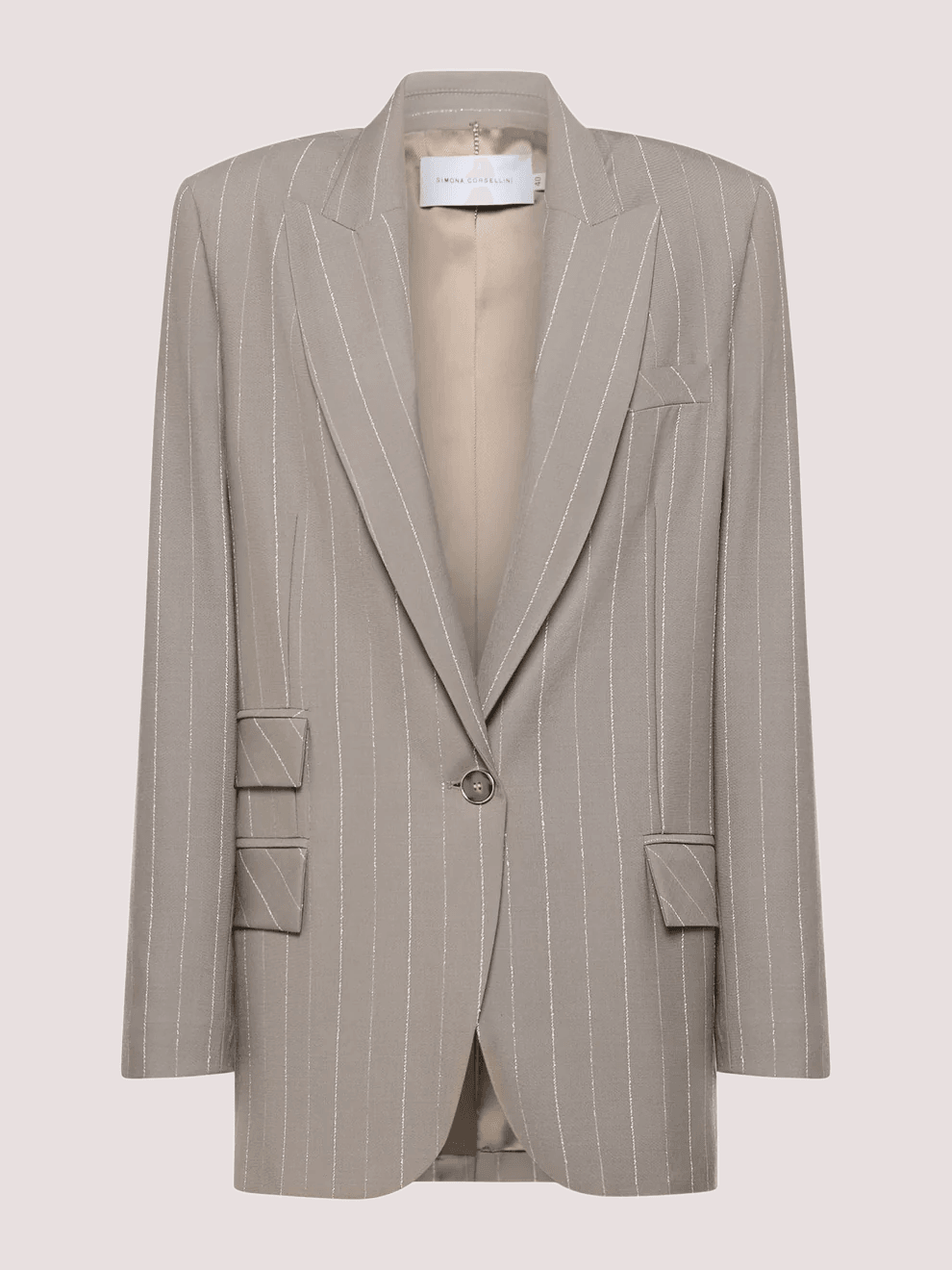 Giacca dritta con pattine a un bottone in gessato A25CPGI01001 /V0703 SIMONA CORSELLINI 