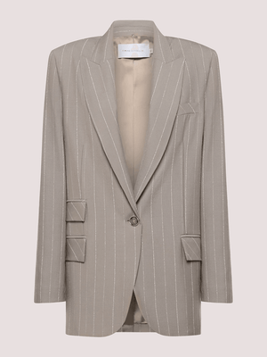 Giacca dritta con pattine a un bottone in gessato A25CPGI01001 /V0703 SIMONA CORSELLINI 