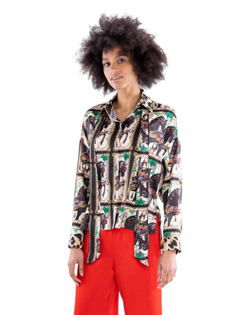 Camicia donna con stampa Sicily Horse