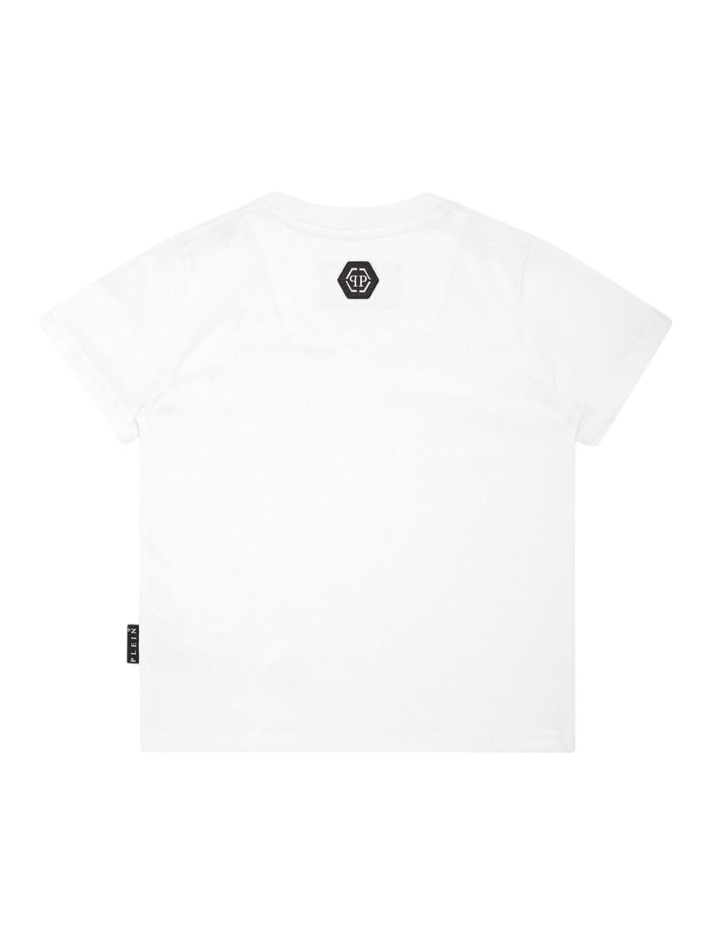 T-shirt bambino bianca con stampa supercar e logo