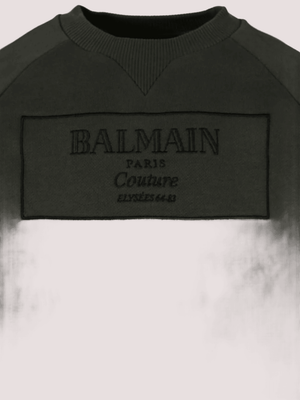 Felpa verdone  per bambini con logo BX4P80 Z3183 /762NE BALMAIN 