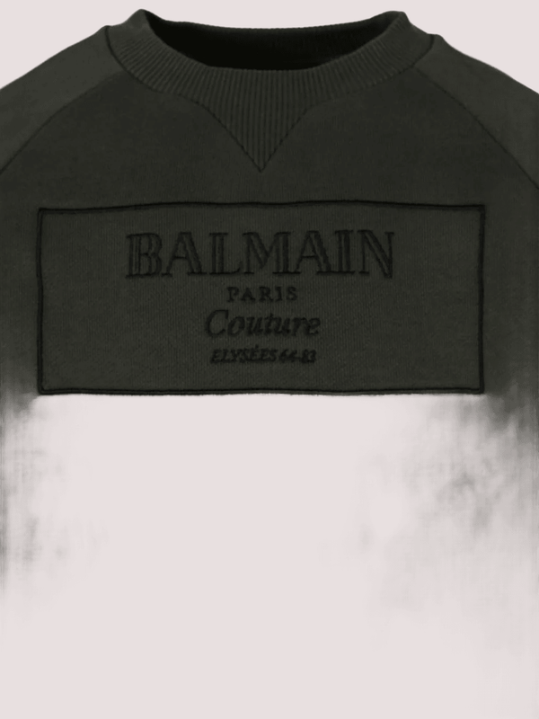 Felpa verdone  per bambini con logo BX4P80 Z3183 /762NE BALMAIN 