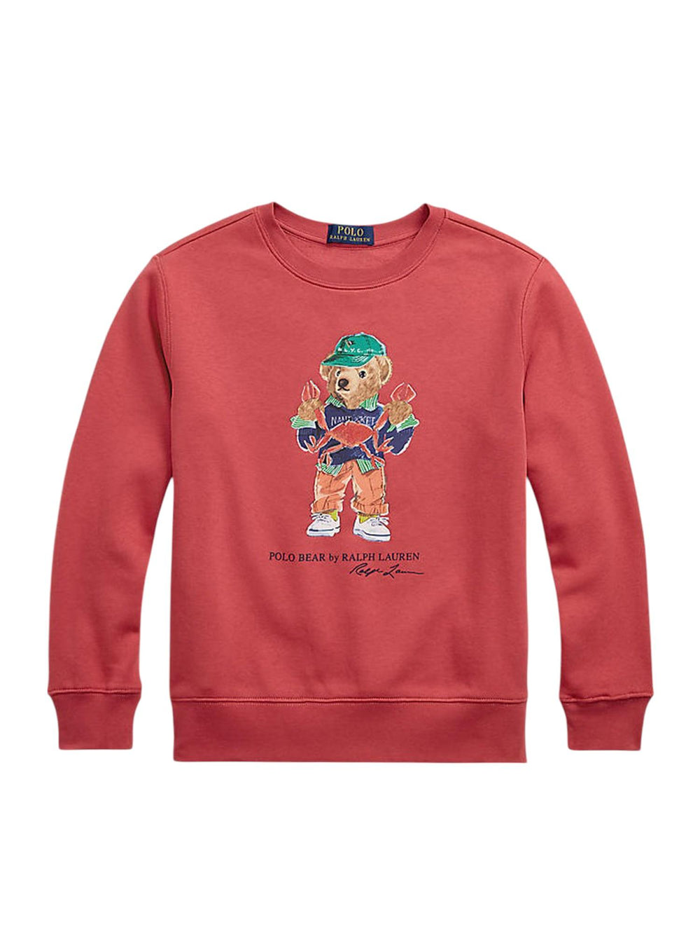 Felpa bambino rossa con stampa Polo Bear