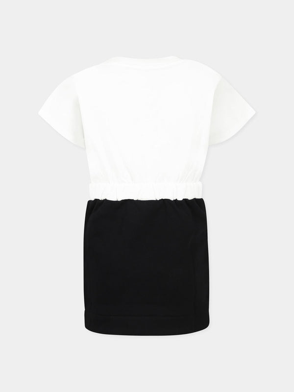 Abito bambina bianco nero in cotone
