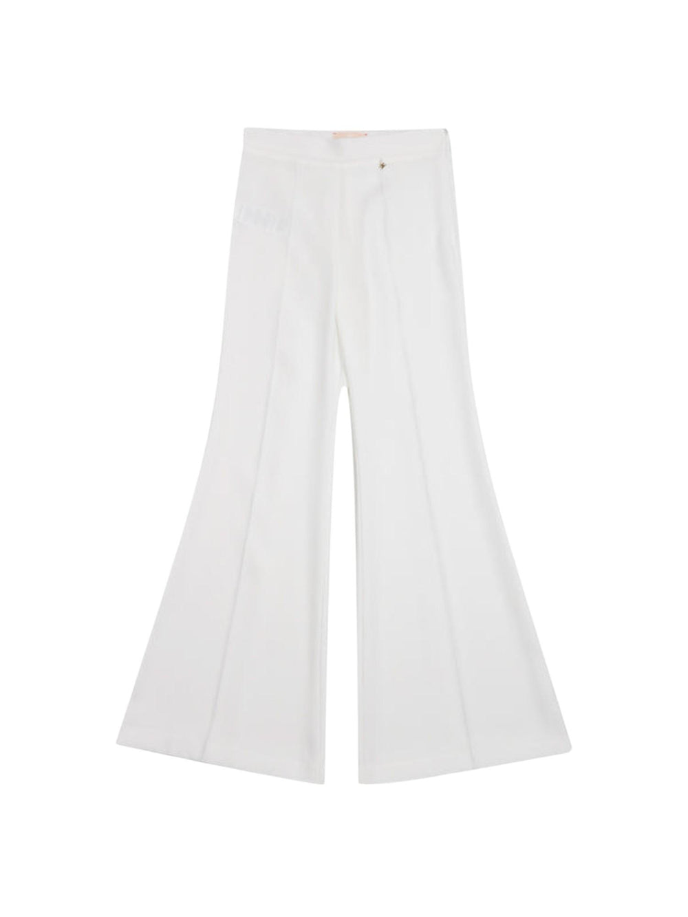 Pantaloni bambina flare bianchi con pinces sartoriali