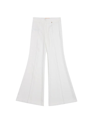 Pantaloni bambina flare bianchi con pinces sartoriali