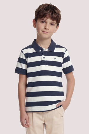Polo in piqué di cotone con motivo a righe WUM00B LEB04 /80161 PAUL & SHARK 