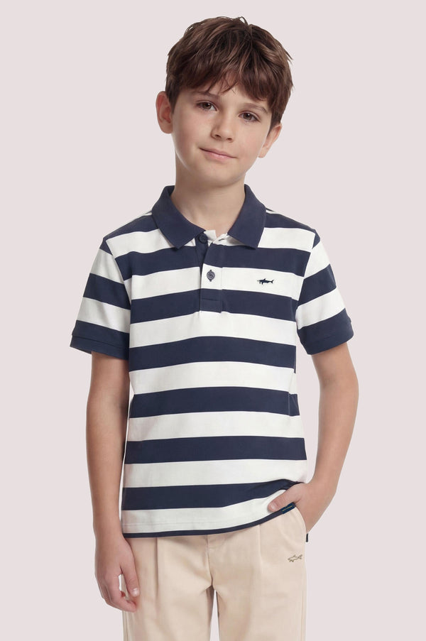 Polo in piqué di cotone con motivo a righe WUM00B LEB04 /80161 PAUL & SHARK 