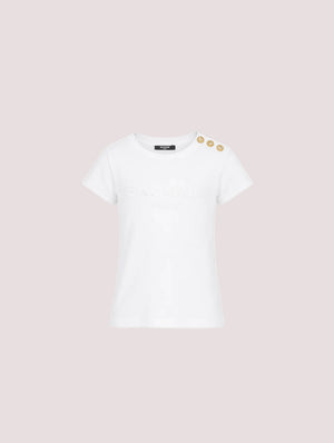 T-shirt Balmain con bottoni oro sulla spalla BY8A21 Z3277 /100BC BALMAIN 
