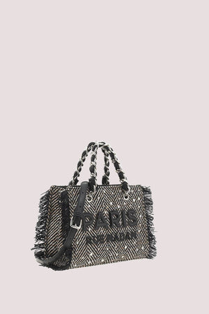Harris mini tote 1517 /UNICA/TWEED BLACK RUE MADAM PARIS 