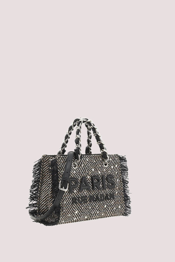 Harris mini tote 1517 /UNICA/TWEED BLACK RUE MADAM PARIS 