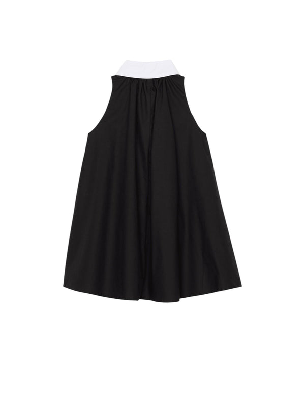 Abito bambina nero smanicato in cotone