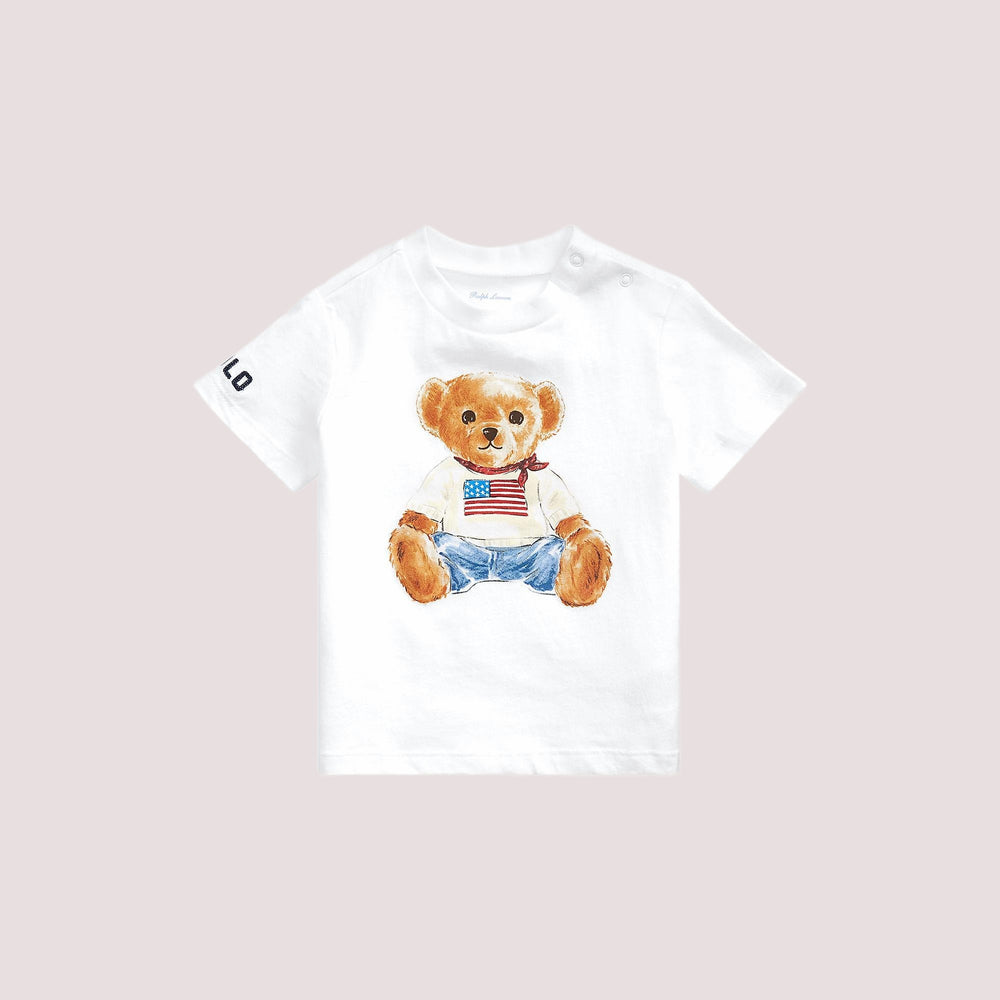 T-shirt in jersey di cotone con l'orso polo 320844731 /001 POLO RALPH LAUREN 