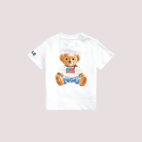 T-shirt in jersey di cotone con l'orso polo 320844731 /001 POLO RALPH LAUREN 