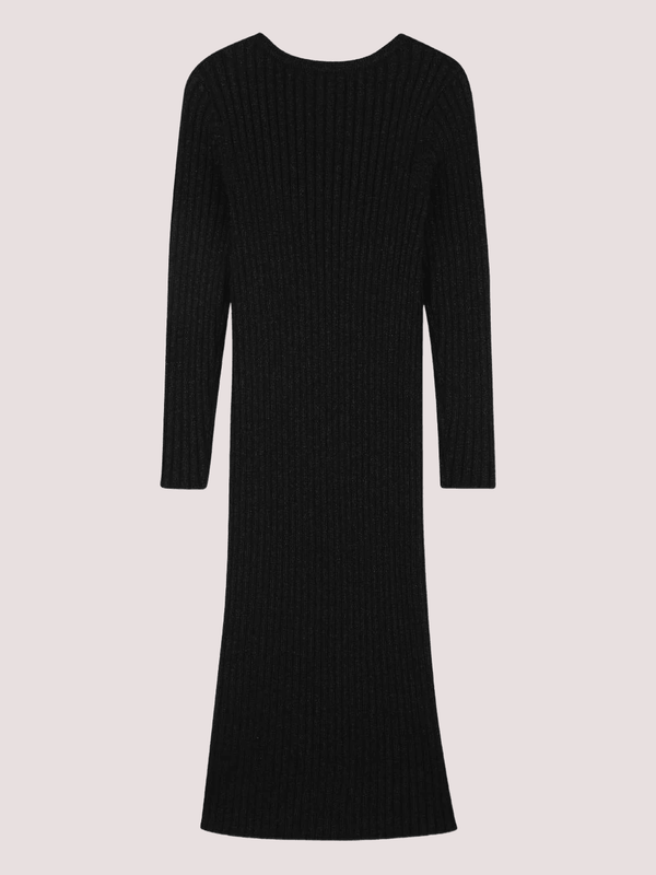 Abito lungo Michael Kors Kids nero a coste e maniche lunghe R30476 /09B MICHAEL KORS 