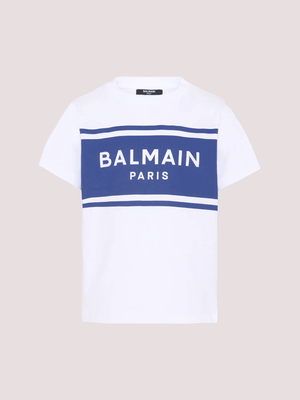 T-shirt con logo stampato BY8P11 Z3672 /100BL BALMAIN 