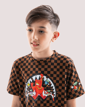 Get out bear checkered regular t-shirt SPY1424 /CHECK SPRAYGROUND 
