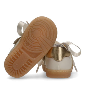 Sneakers in pelle con zip laterale e logo oro butter/gold F1A9 E0494 1877 /A725 ELISABETTA FRANCHI La Mia Bambina 