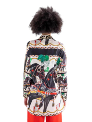 Camicia donna con stampa Sicily Horse