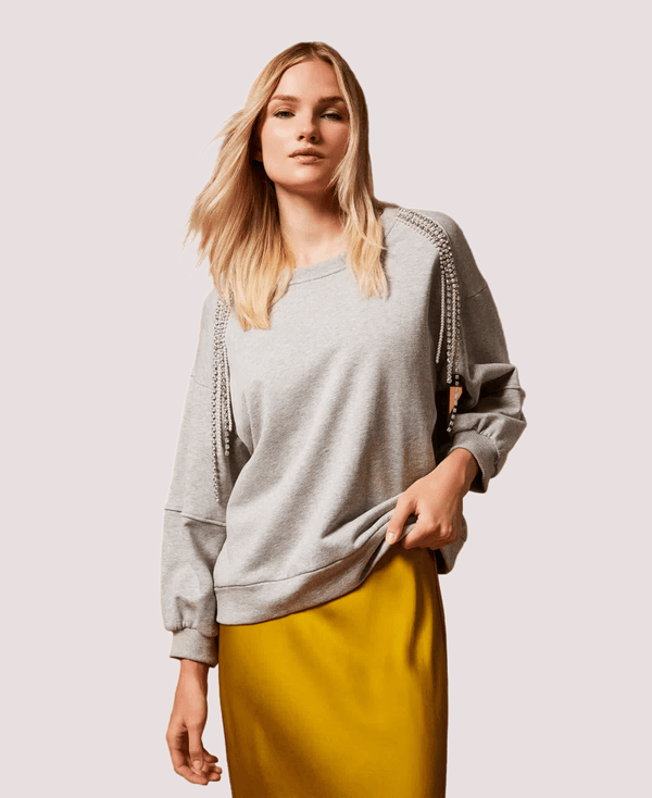 Felpa con catene di strass e perle 252LI2MCC /00082 TWINSET 