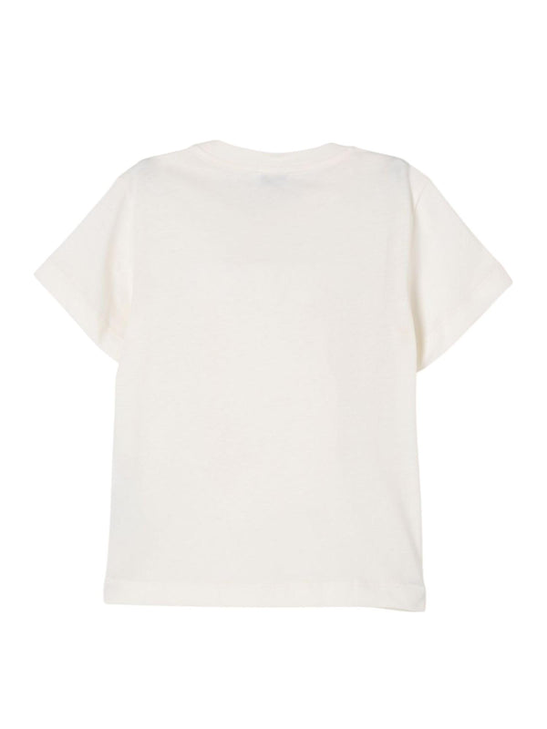 T-shirt bambina bianca in cotone con logo a rilievo