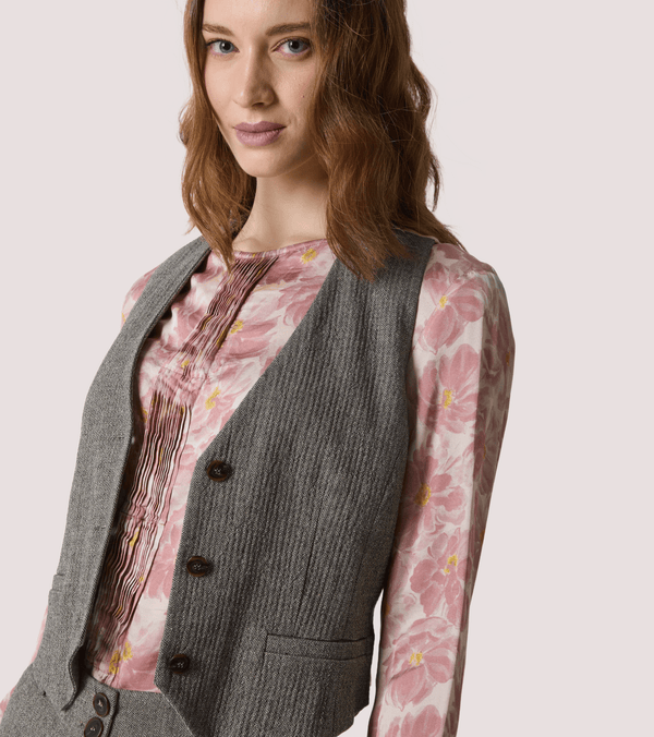 Gilet in cotone con scollo a V 521SD35082 /529022-01 ALESSIA SANTI 