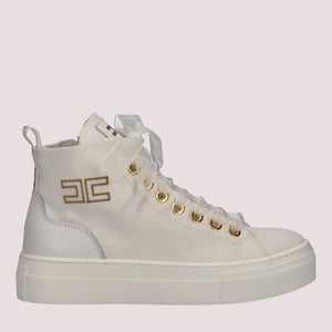 Sneakers alte in tessuto con logo ricamato ivory white F4A9 E0530 1256 /0139 ELISABETTA FRANCHI La Mia Bambina 